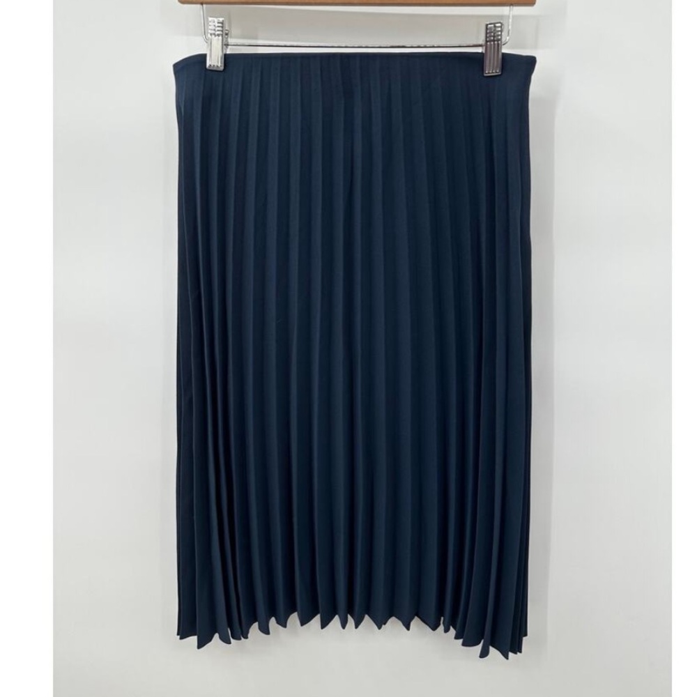 Everlane Navy Blue Pleated Midi Skirt Size 2 - Picture 3 of 8